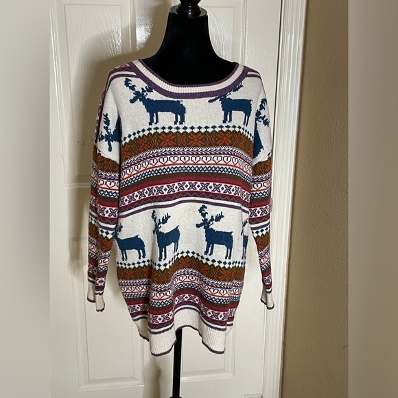 Vogue Of Eden Sweaters - Vogue Of Eden Nordic Reindeer Moose Sweater Size L-XL Womens READ Fair Isle